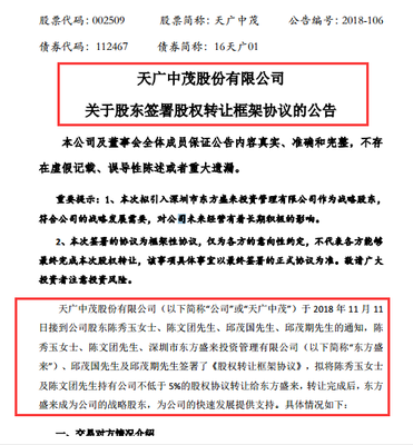 天廣中茂擬轉讓5%股權予東方盛來，股價午后漲停推動實業投資布局